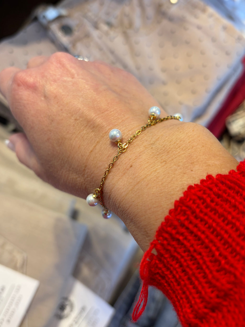 Dainty Pearl Chain Bracelet