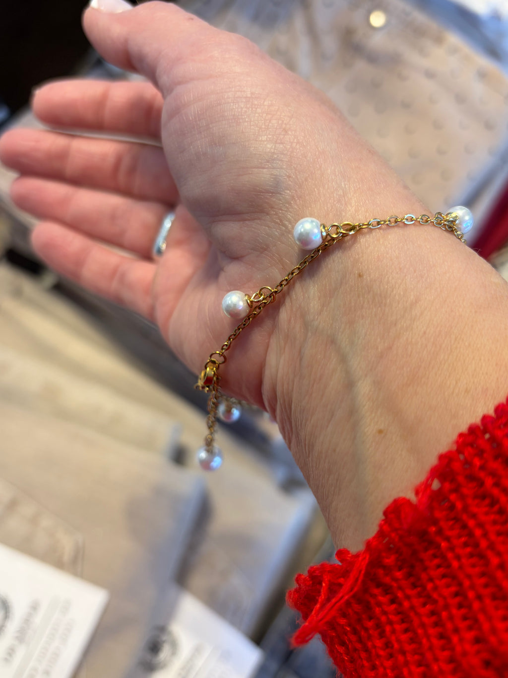 Dainty Pearl Chain Bracelet