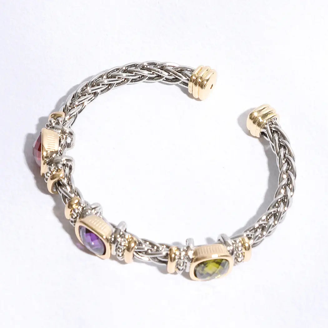 Square Multi CZ Bangle Bracelet