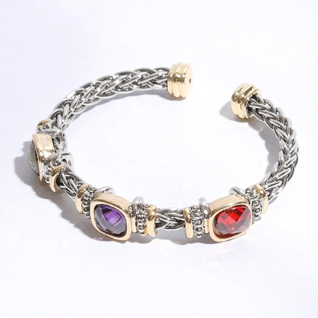Square Multi CZ Bangle Bracelet