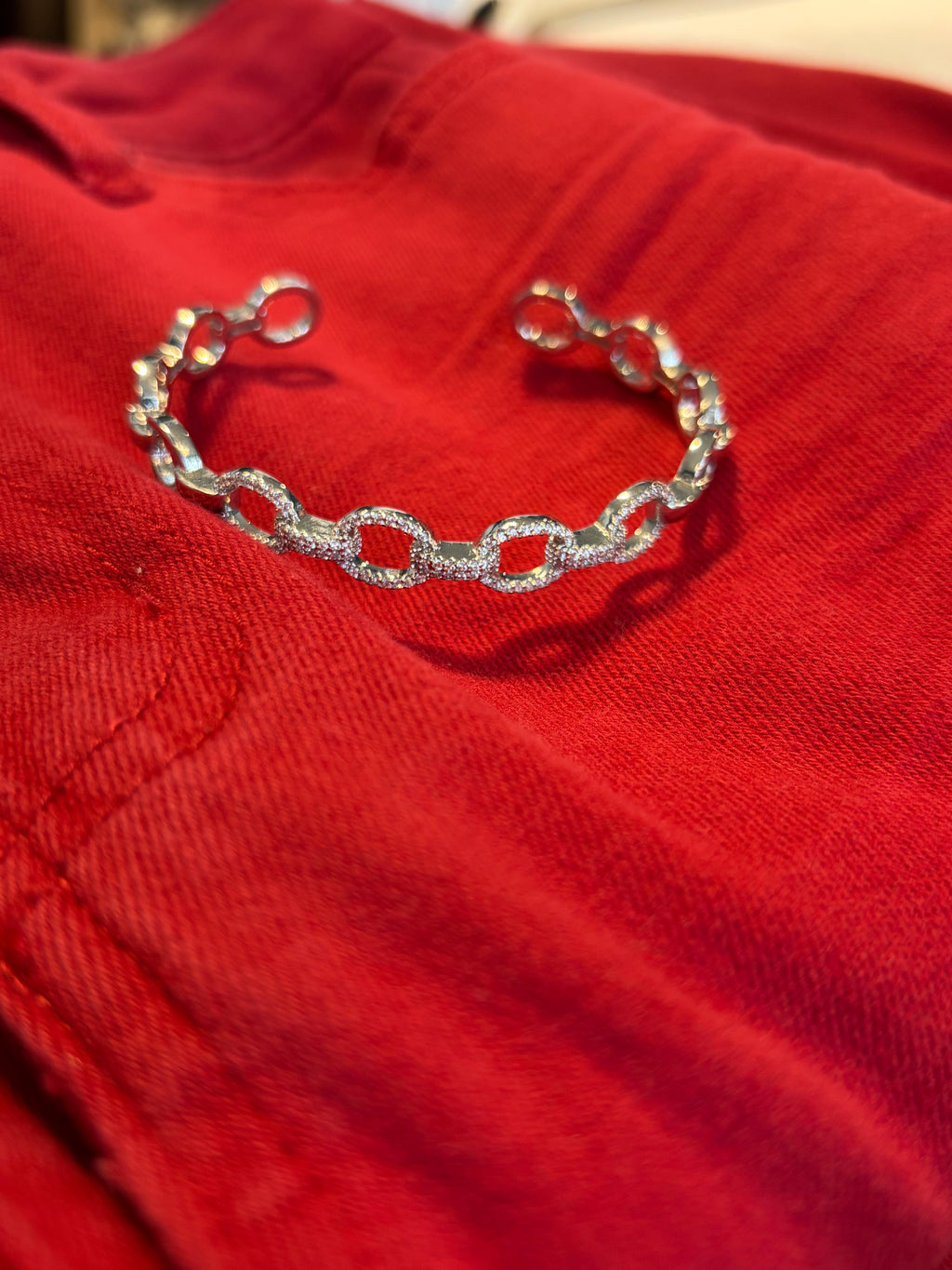 Pave Round Stone Cuff Bracelet