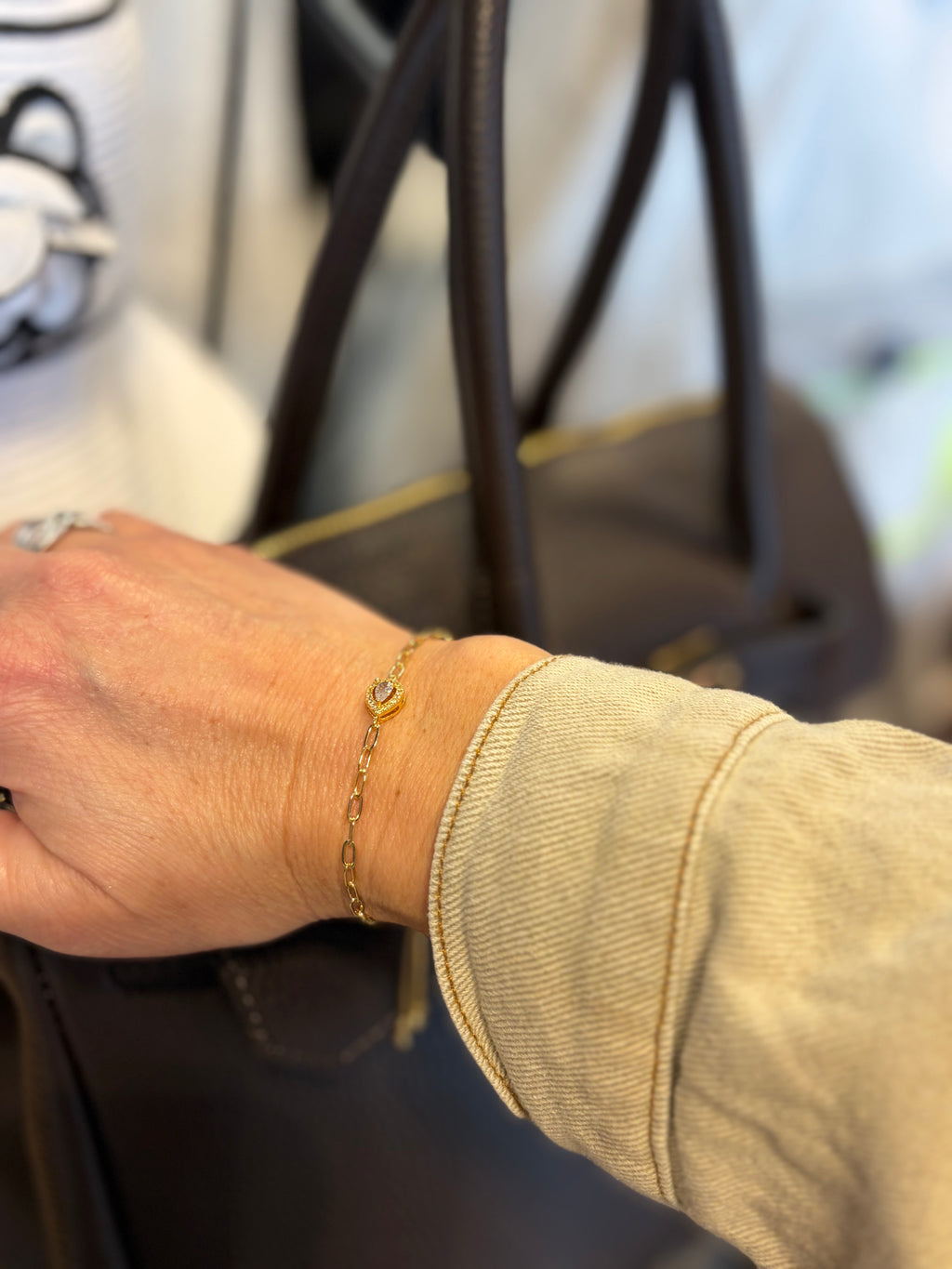 Gold Tone Bolo Paperclip Bracelet