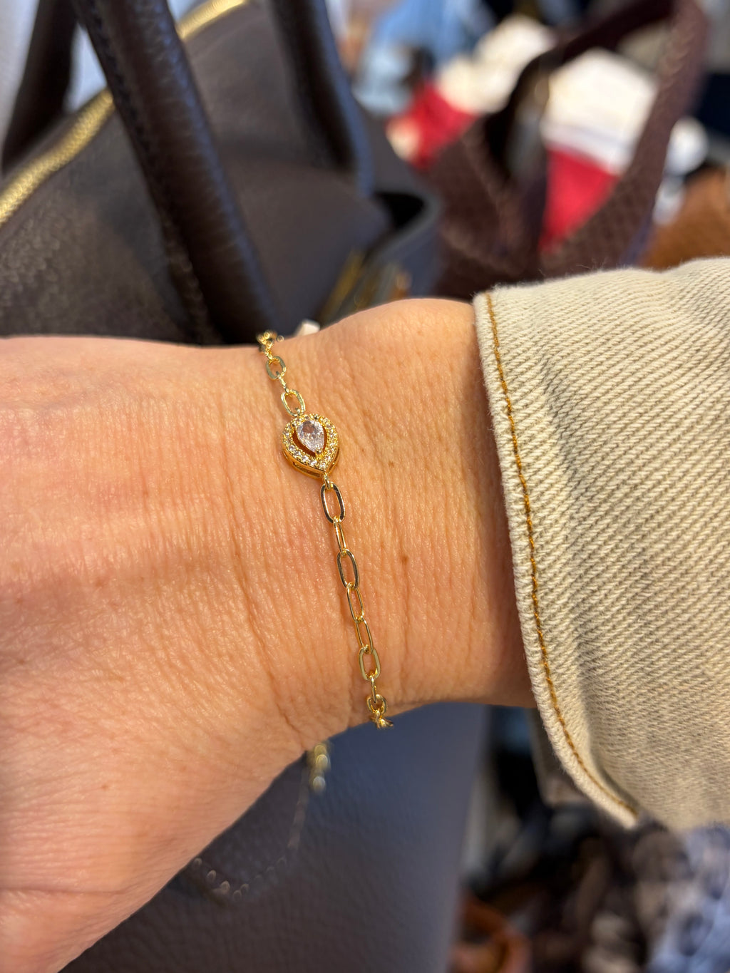 Gold Tone Bolo Paperclip Bracelet