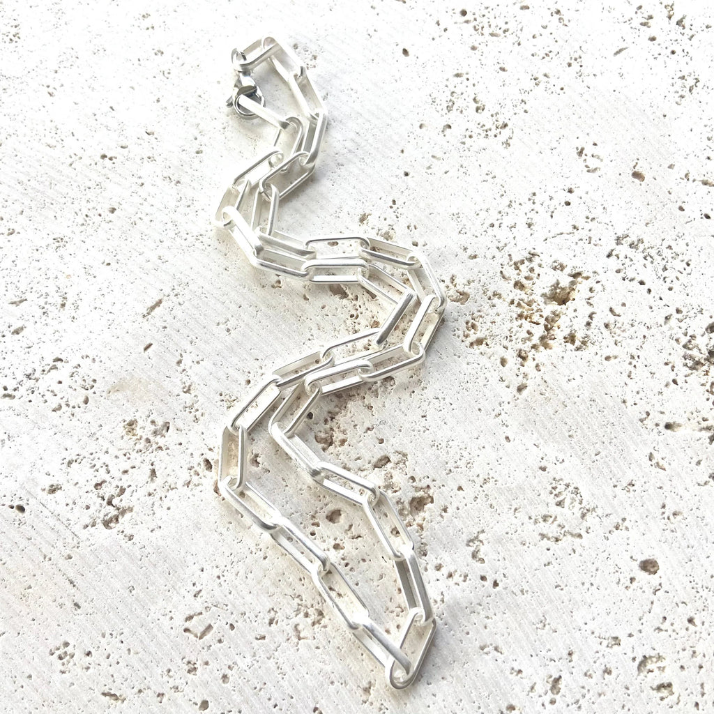 Paperclip Layering Necklace Matte Silver