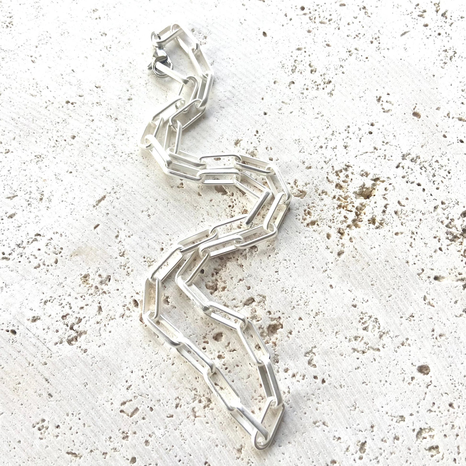 Paperclip Layering Necklace Matte Silver