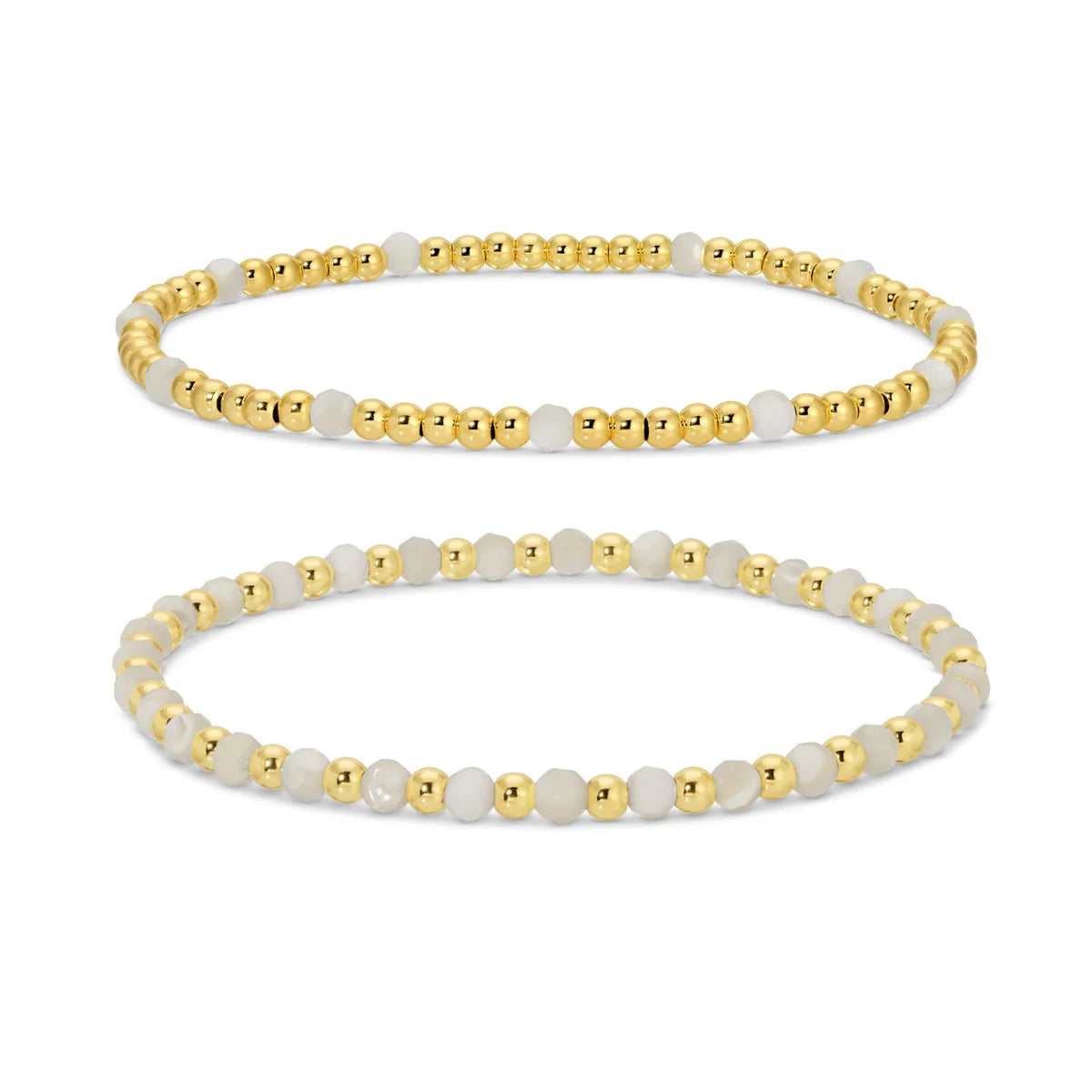 Splendid Iris 3mm Bead and Stone Stretch Bracelets (Set of 2)