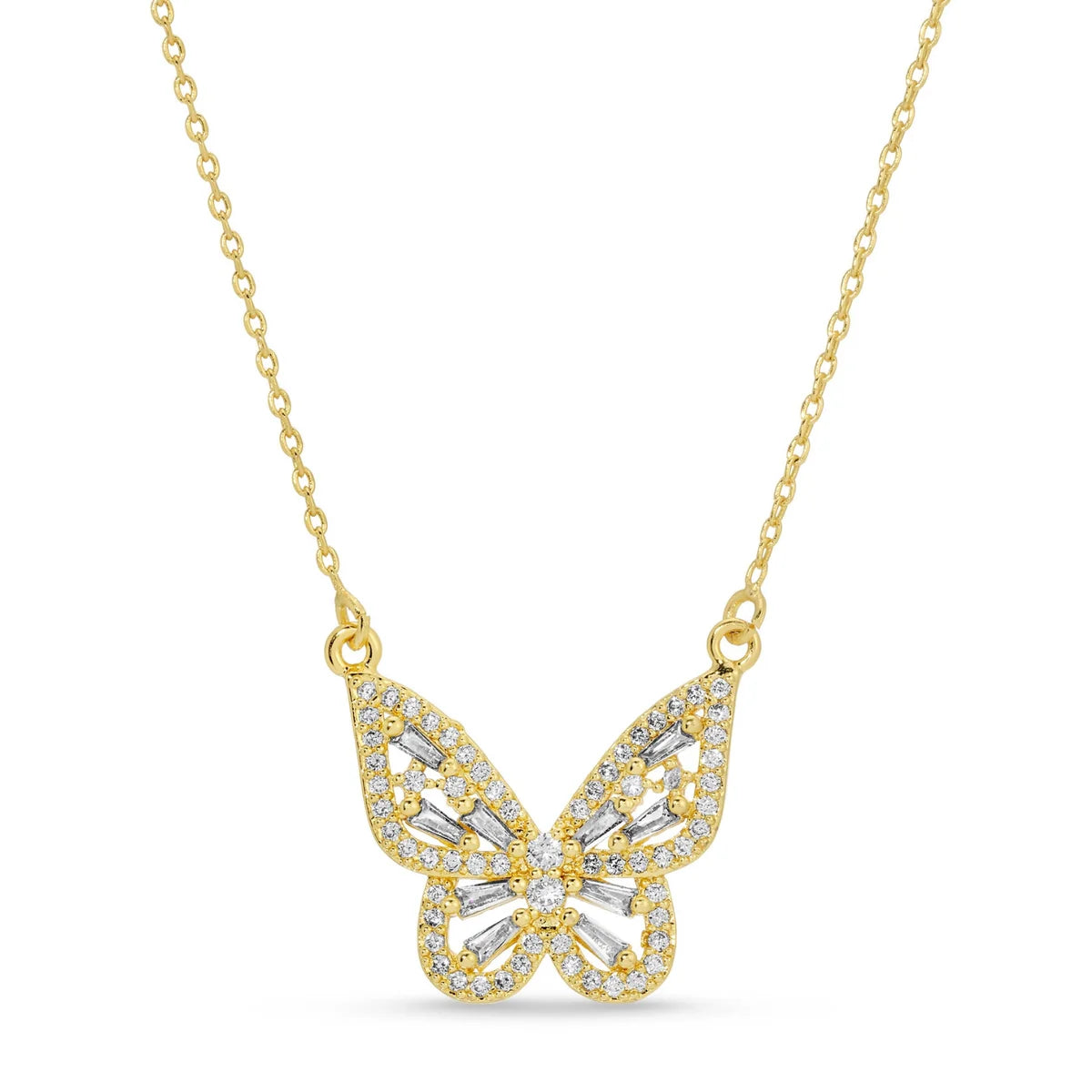 Splendid Iris Butterfly Pendant Necklace