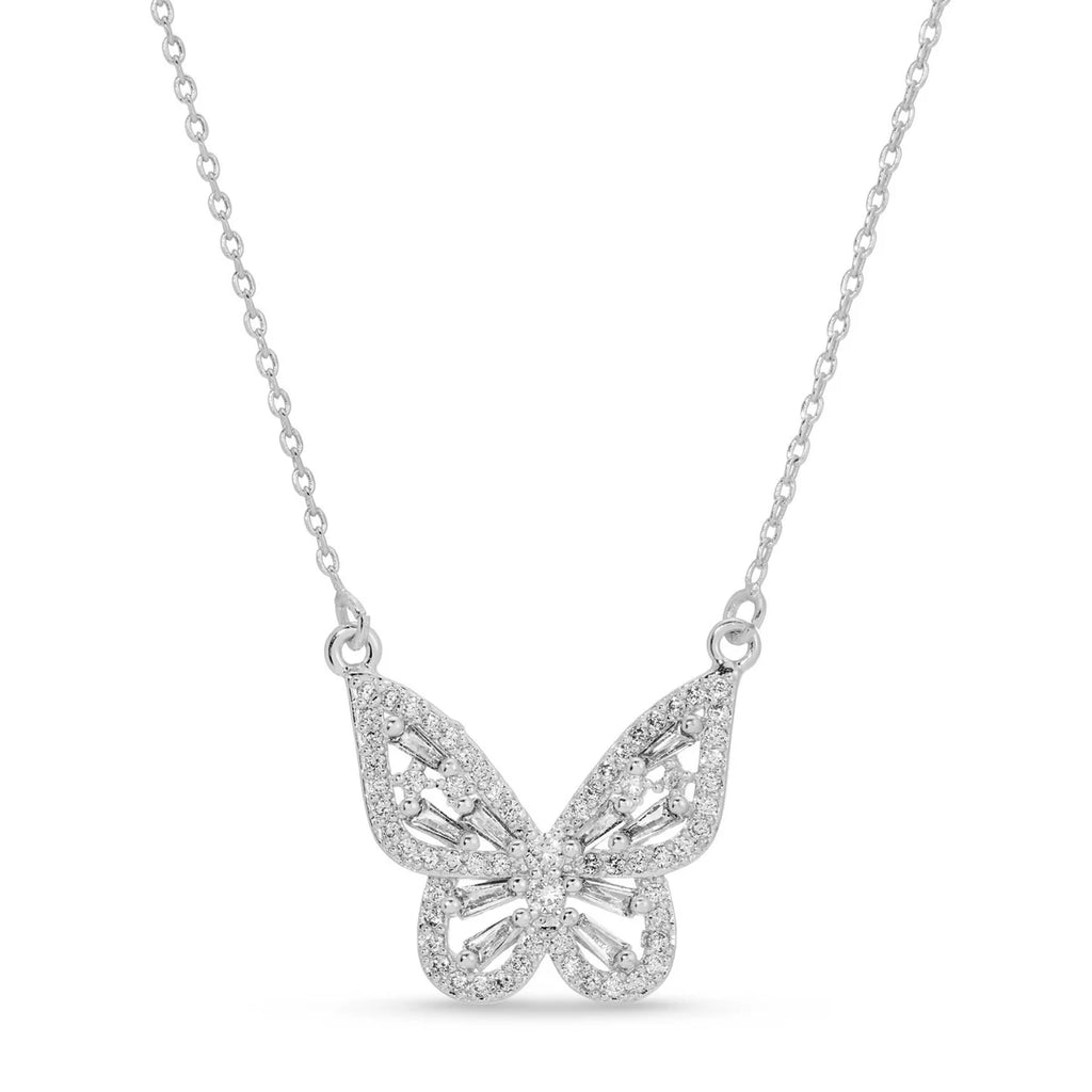 Splendid Iris Butterfly Pendant Necklace
