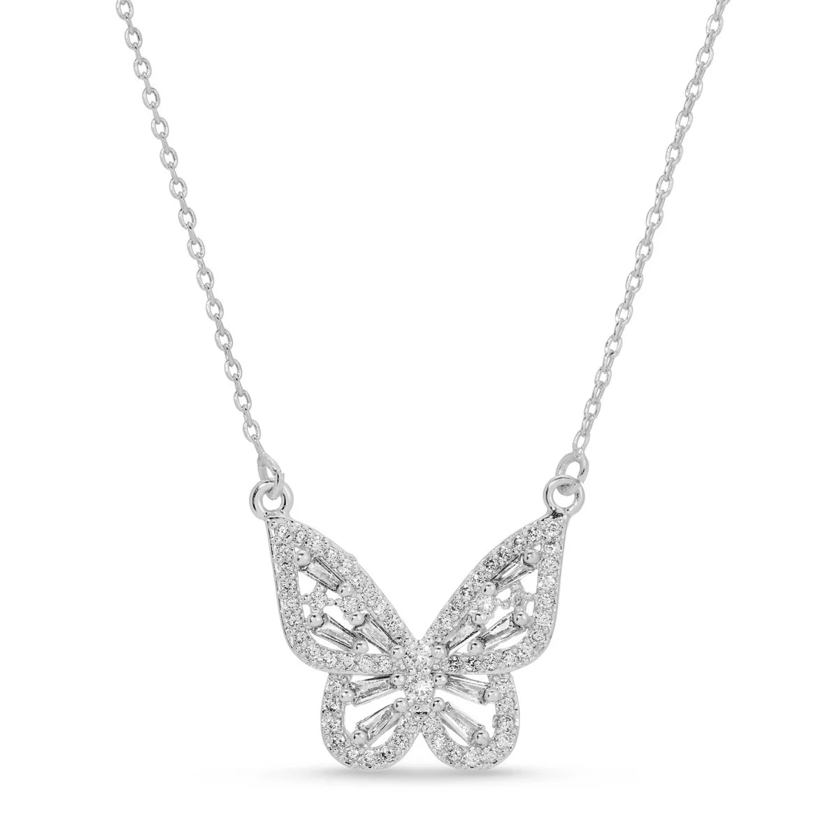 Splendid Iris Butterfly Pendant Necklace