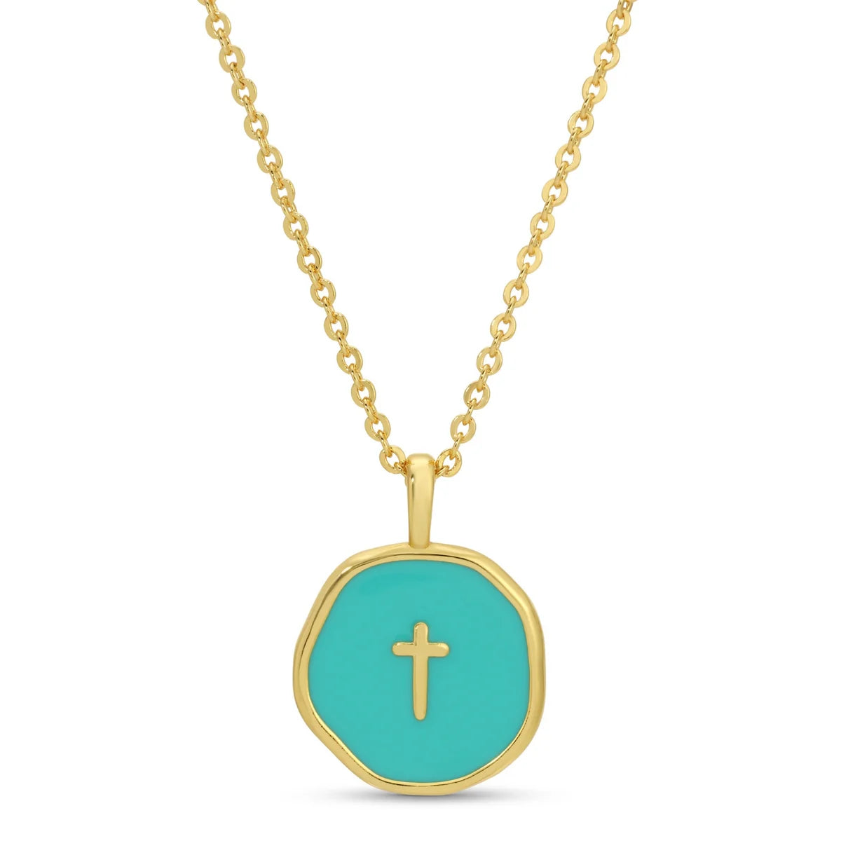 Splendid Iris Round Cross Pendant