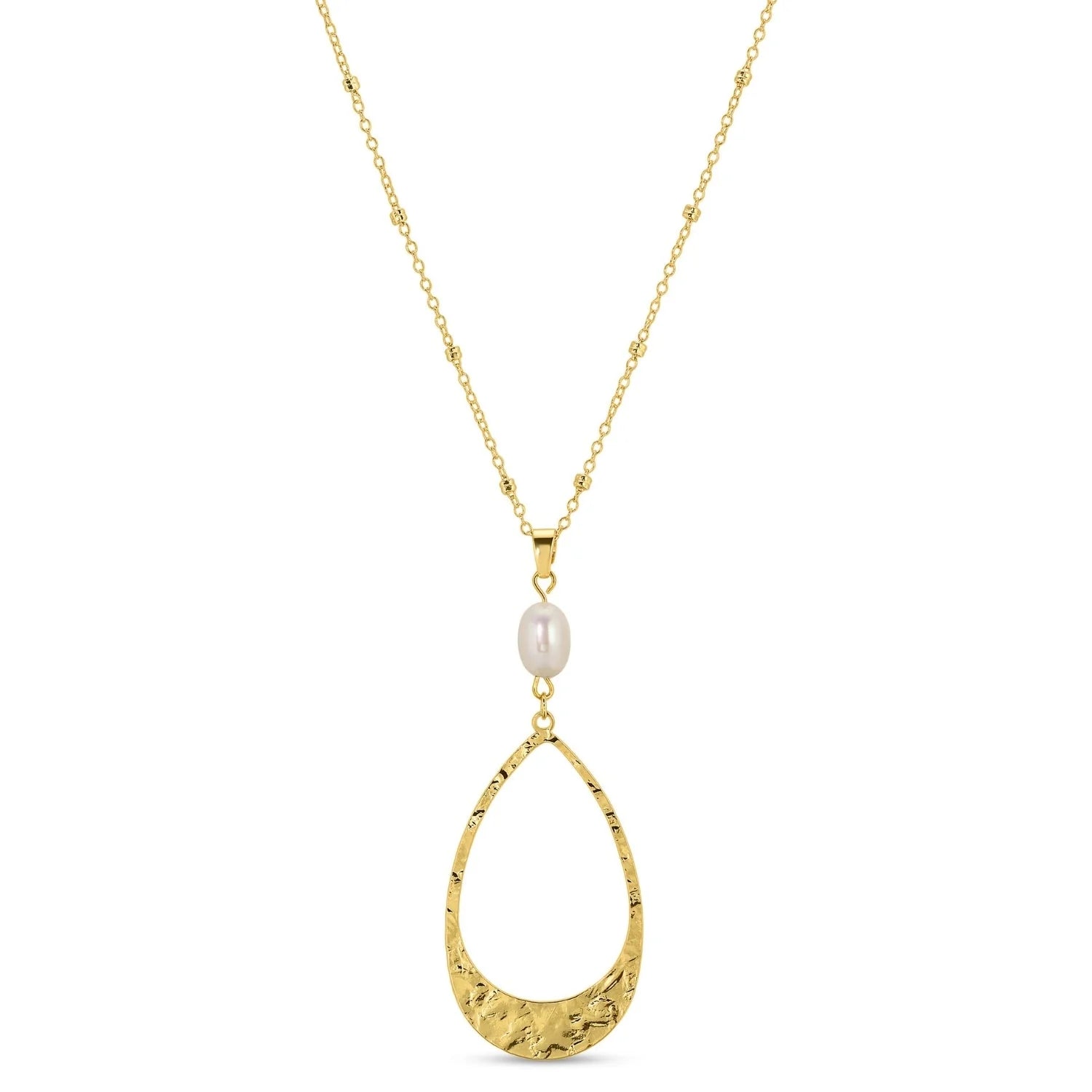 Splendid Iris Long Pearl Accented Pendant Necklace