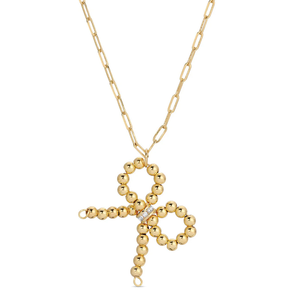 Splendid Iris Long Beaded Bow Necklace