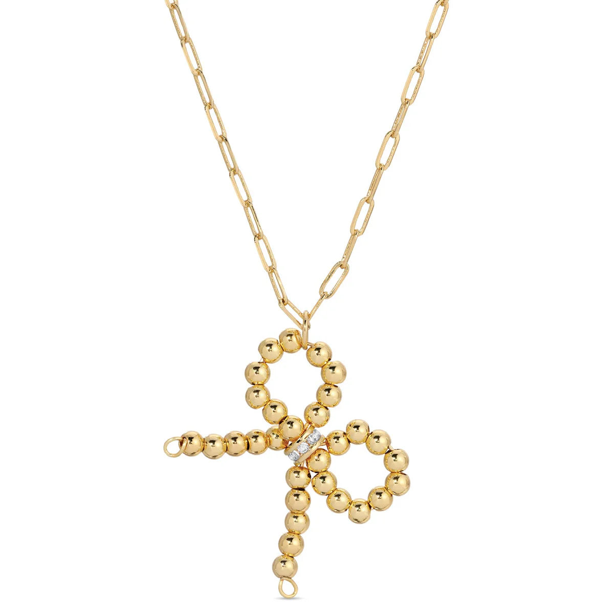 Splendid Iris Long Beaded Bow Necklace