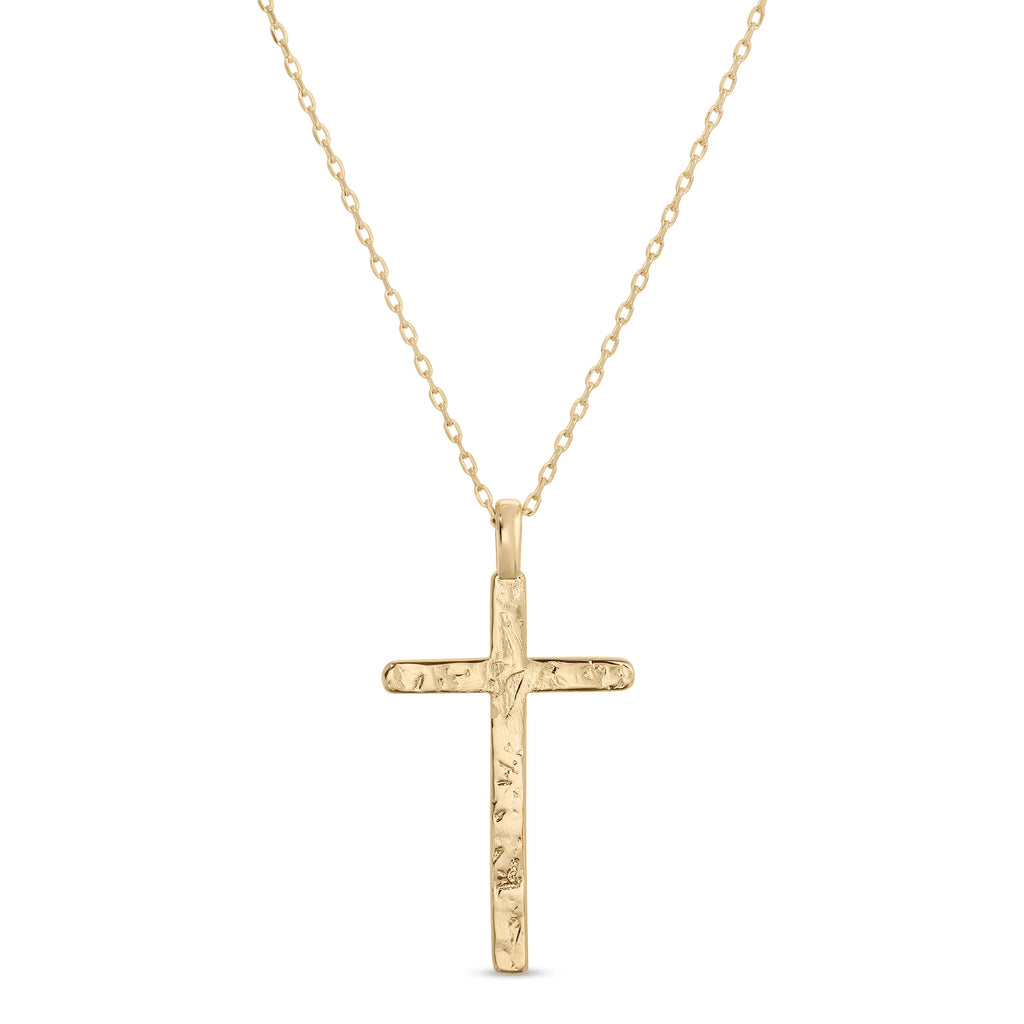 Splendid Iris Gilded Cross Pendant Necklace