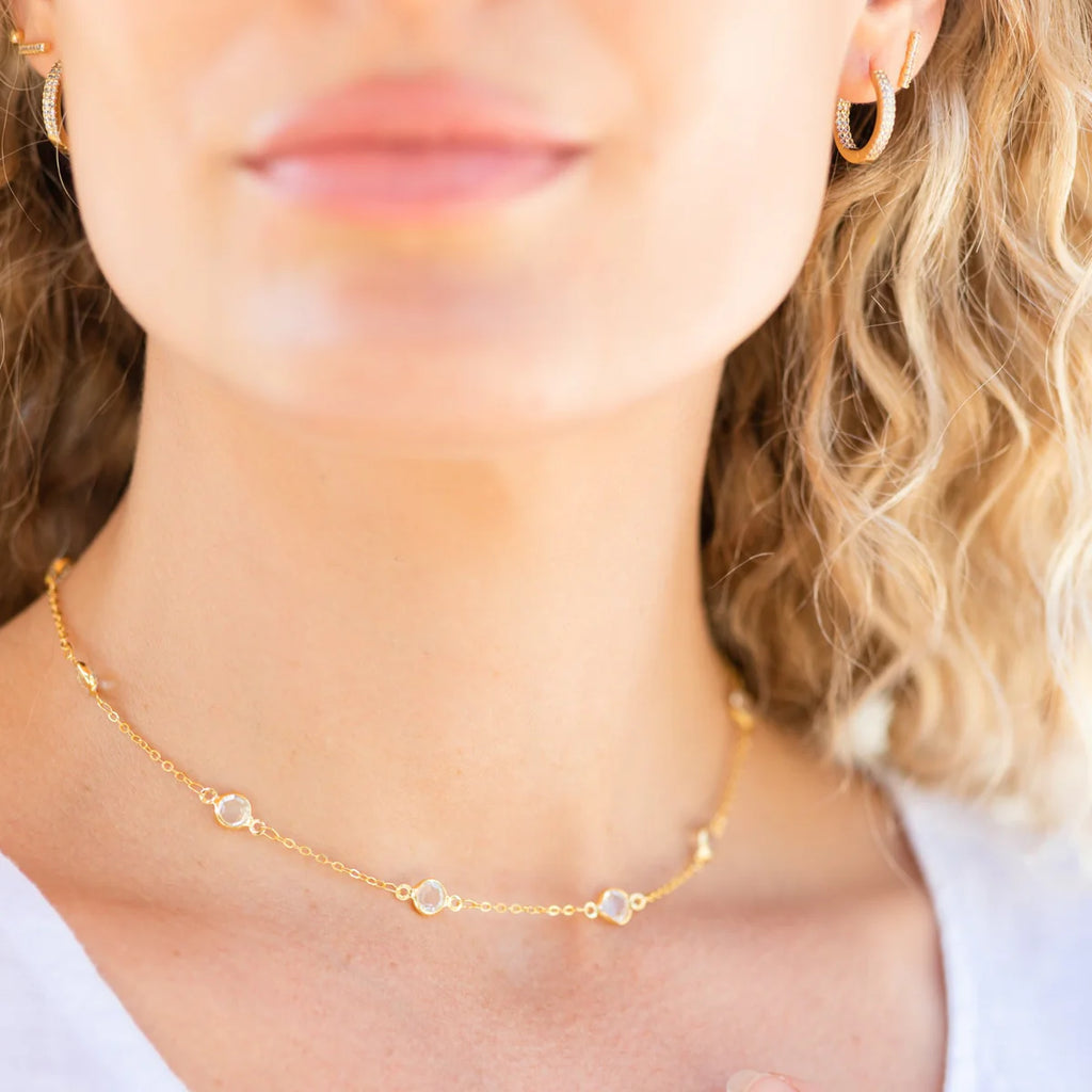 Splendid Iris Crystal Accented Collar Necklace