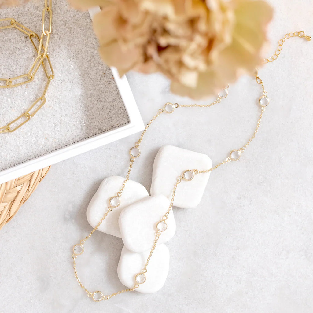 Splendid Iris Crystal Accented Collar Necklace