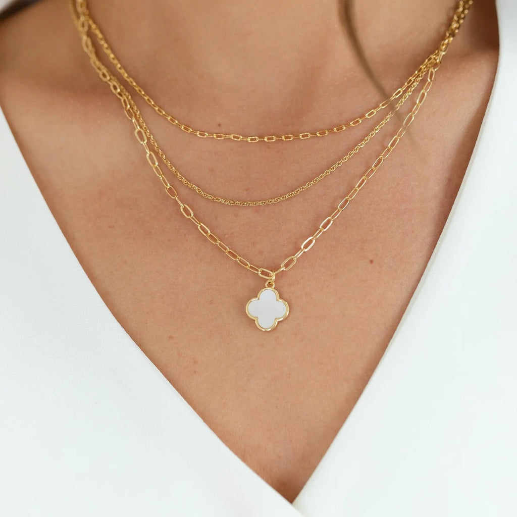 Splendid Iris Layered Quatrefoil Necklace