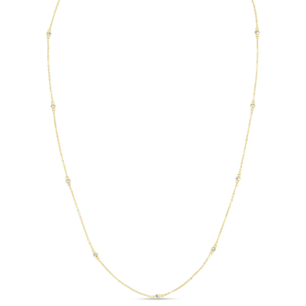 Splendid Iris Long Cubic Zirconia Accented Necklace