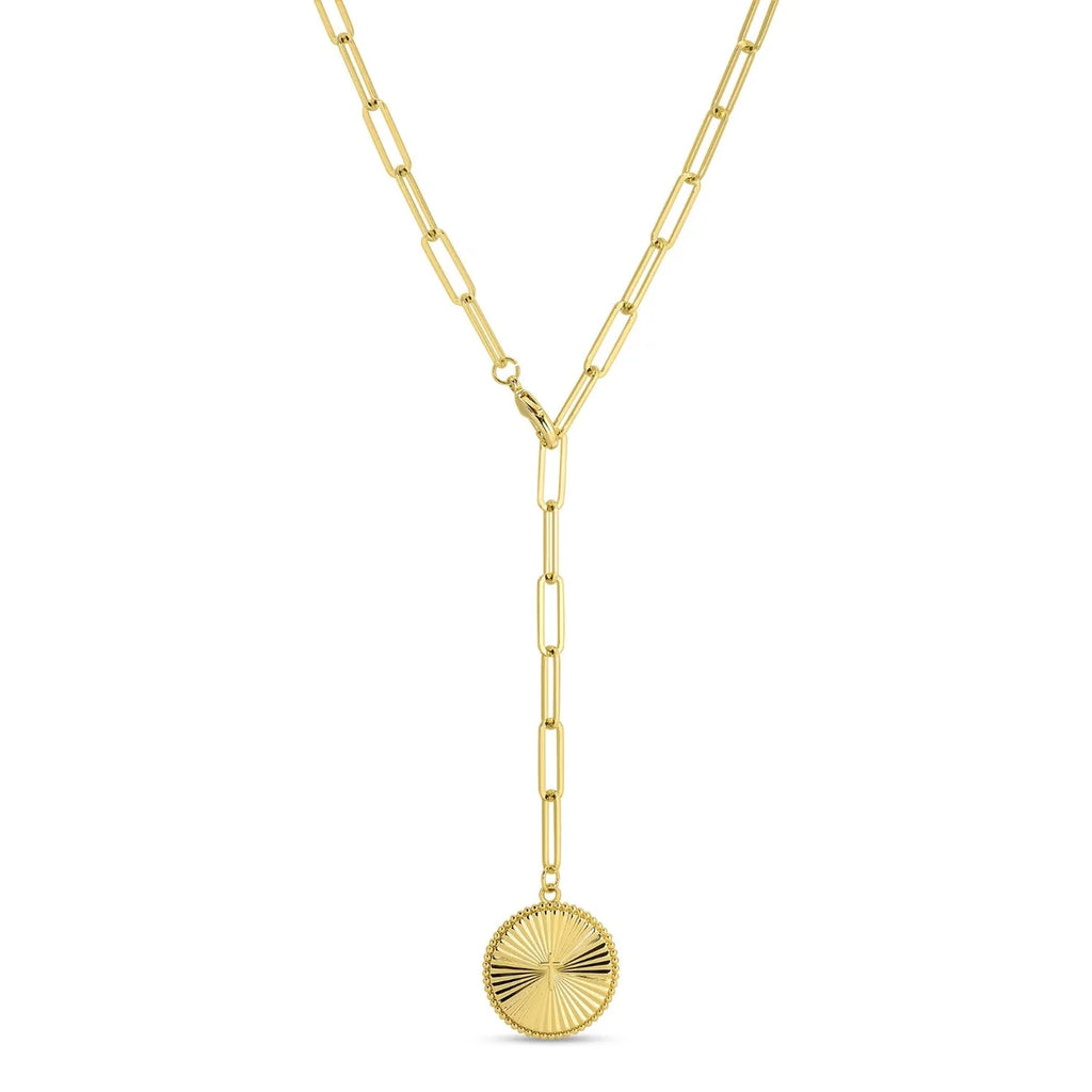 Splendid Iris Adjustable Lariat Cross Accented Pendant Necklace