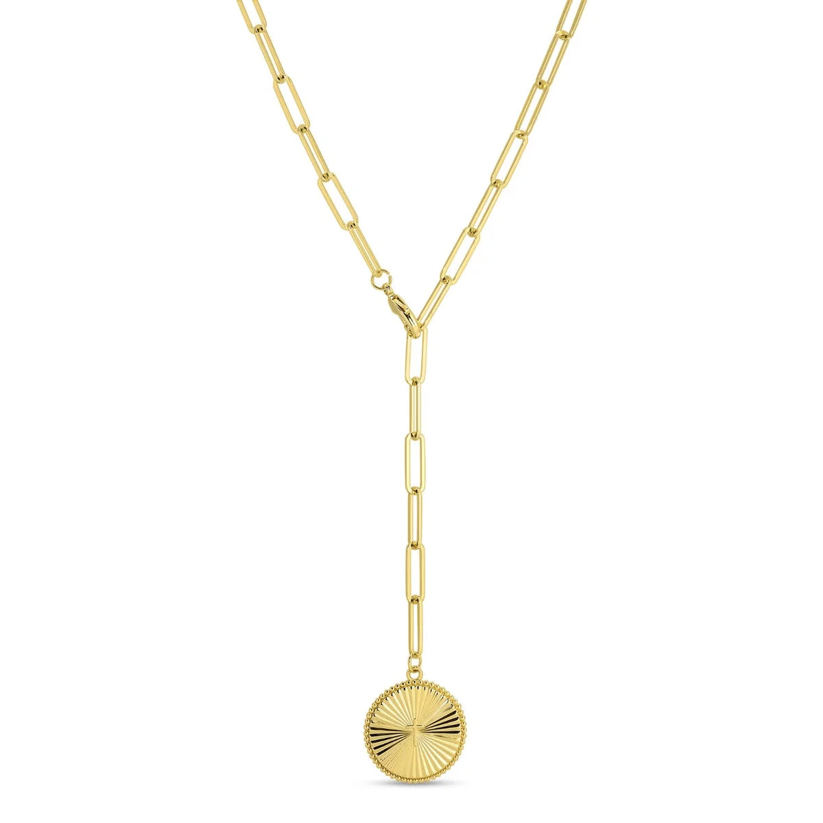 Splendid Iris Adjustable Lariat Cross Accented Pendant Necklace