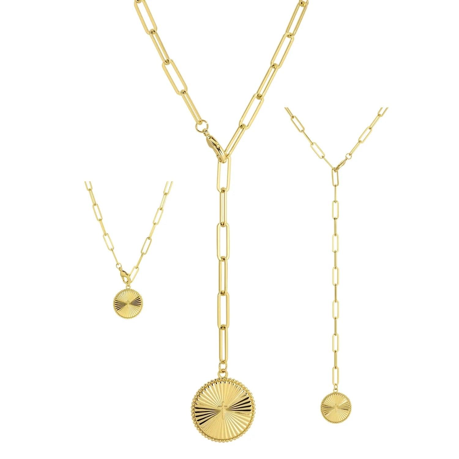 Splendid Iris Adjustable Lariat Cross Accented Pendant Necklace