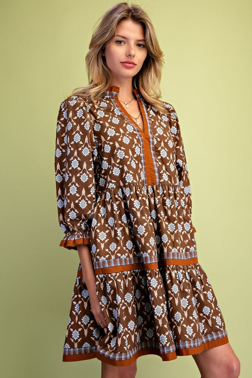 EASEL Floral Printed Cotton Poplin Woven Dress