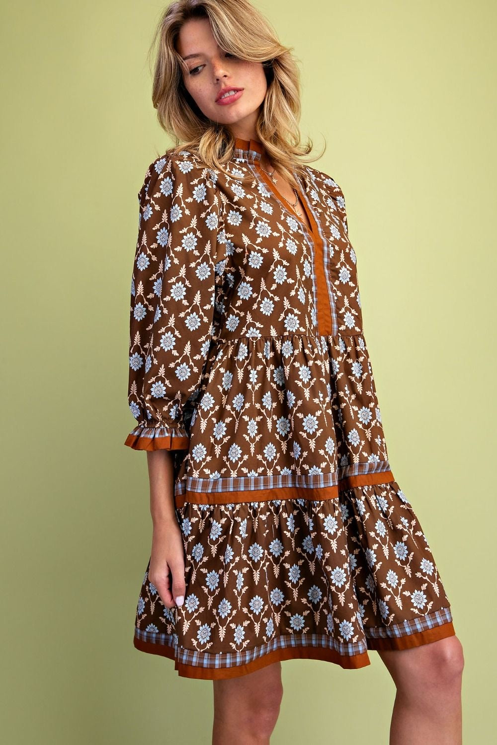 EASEL Floral Printed Cotton Poplin Woven Dress