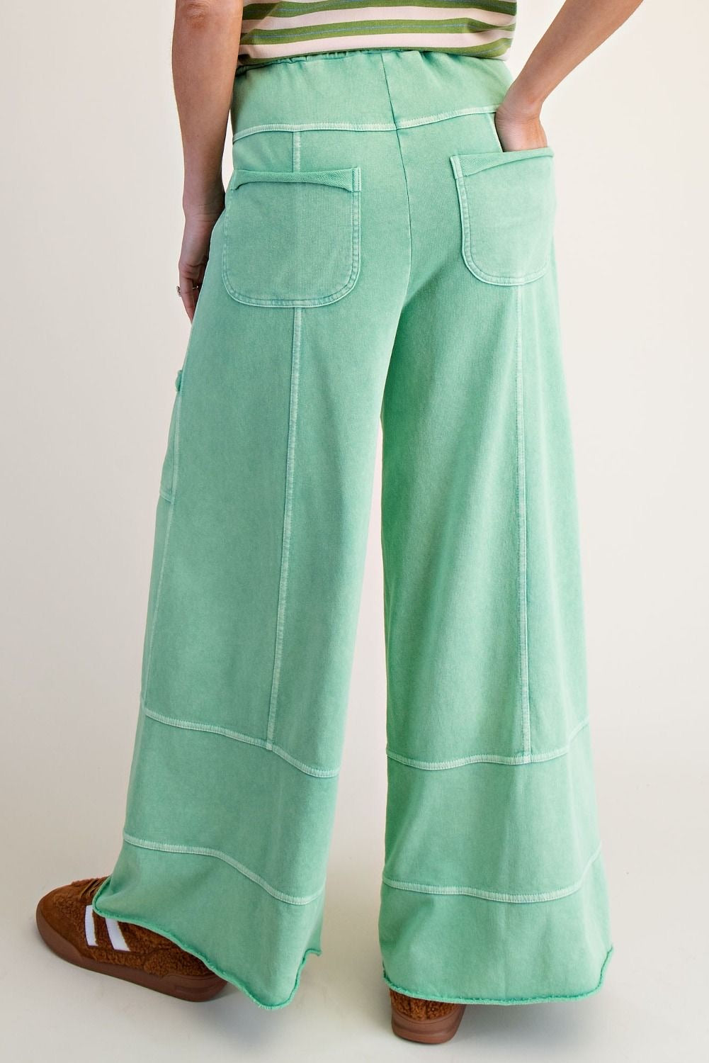 EASEL Exposed Seam Wide Leg Pants