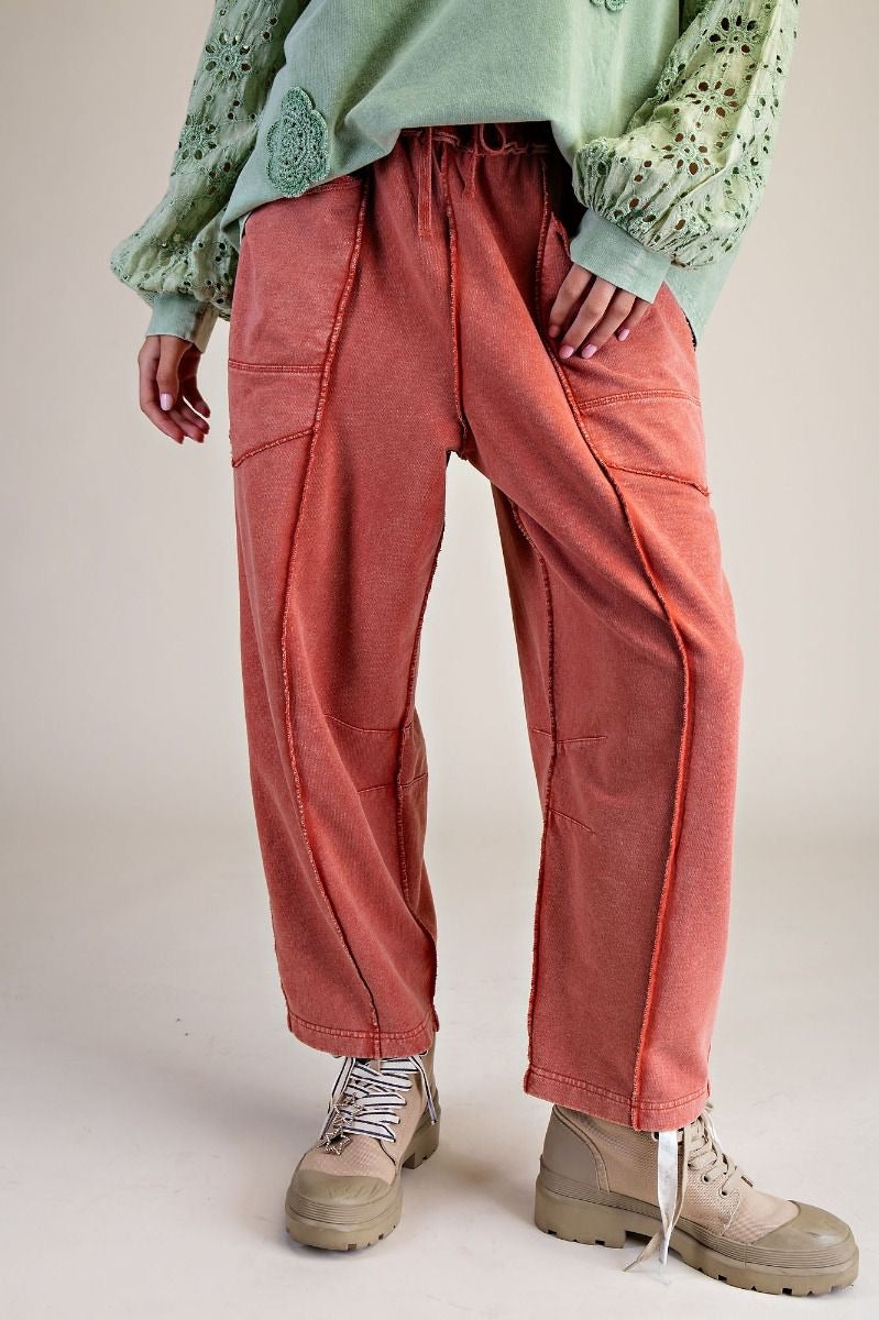 EASEL Barrel Leg Terry Knit Pants