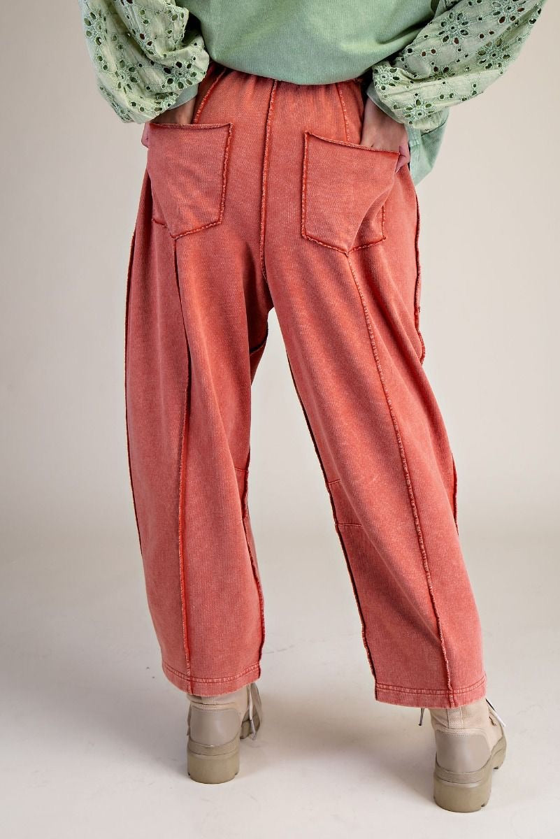 EASEL Barrel Leg Terry Knit Pants