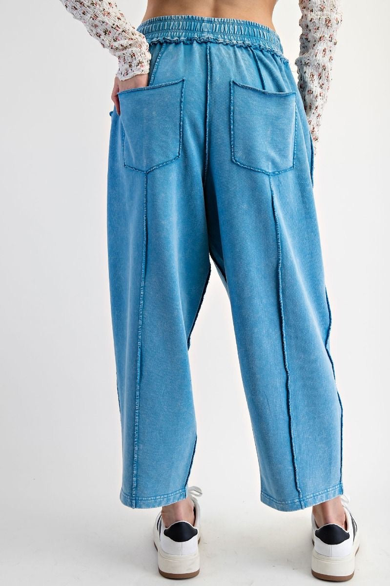 EASEL Barrel Leg Terry Knit Pants