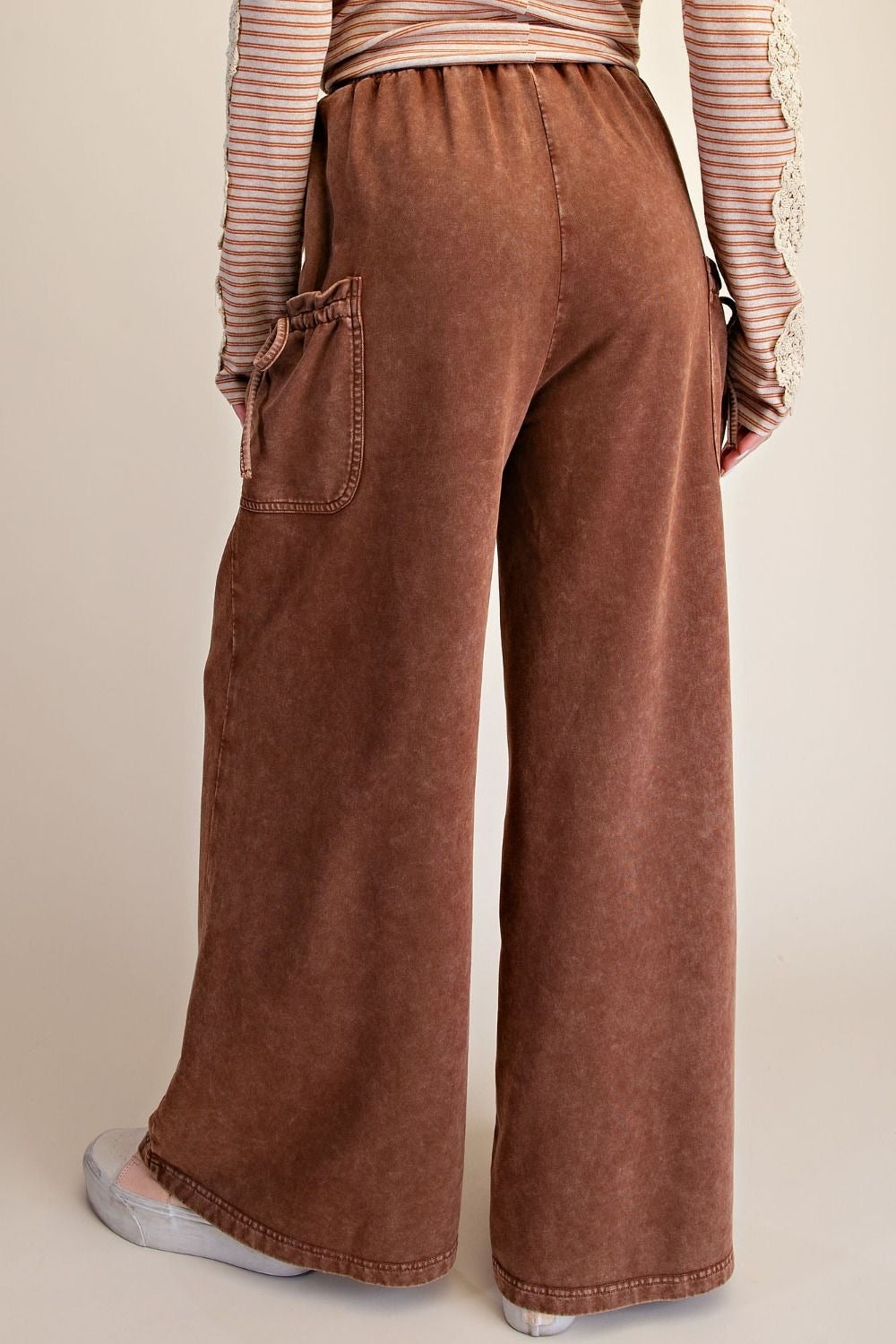 EASEL Wide Leg Pants w/ Large Tie Cargo Pockets