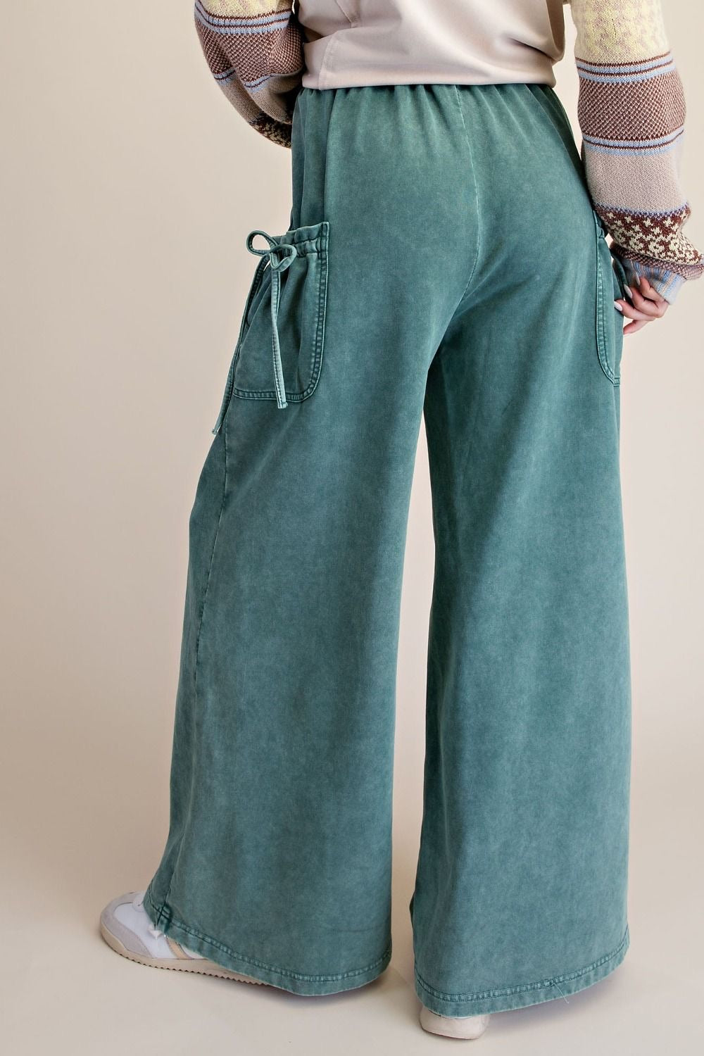 EASEL Wide Leg Pants w/ Large Tie Cargo Pockets