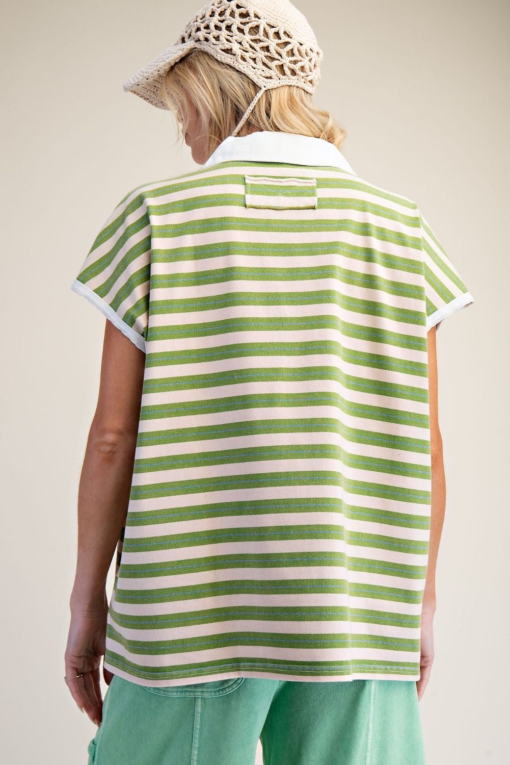 EASEL Drop Shoulder Stripe Knit Oversized Top