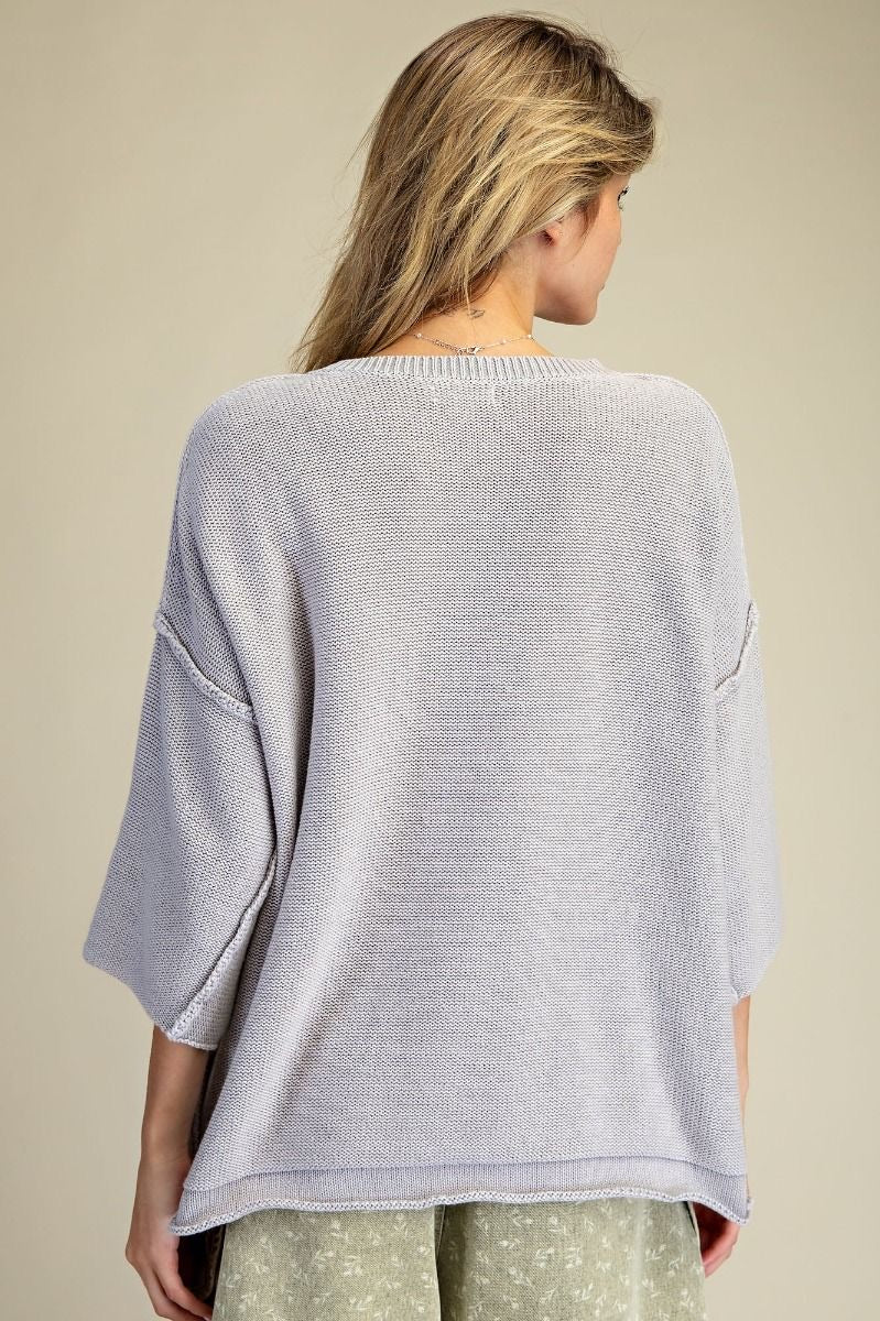 EASEL 3/4 Sleeve Knit Loose Fit Sweater