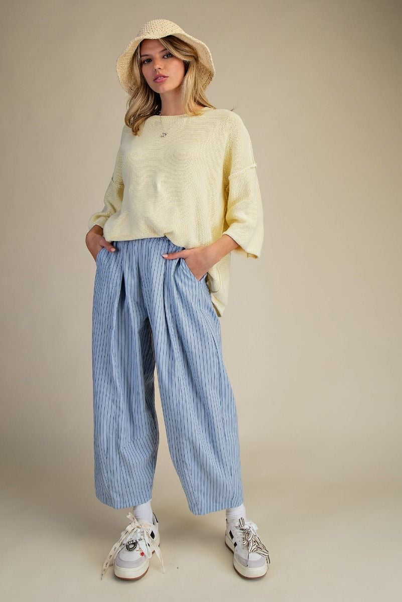 EASEL 3/4 Sleeve Knit Loose Fit Sweater