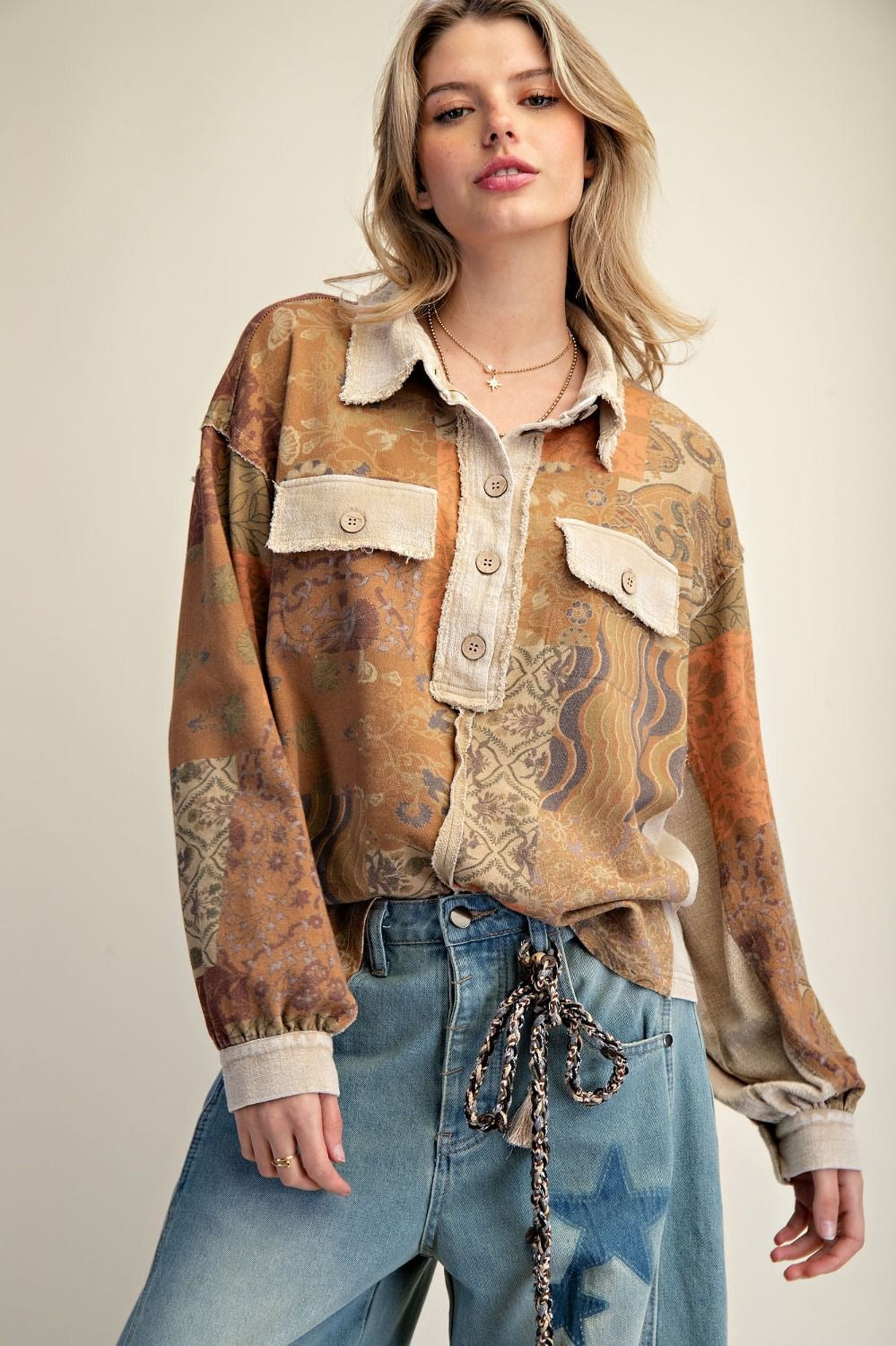 EASEL Signature Print Washed Terry Shirt