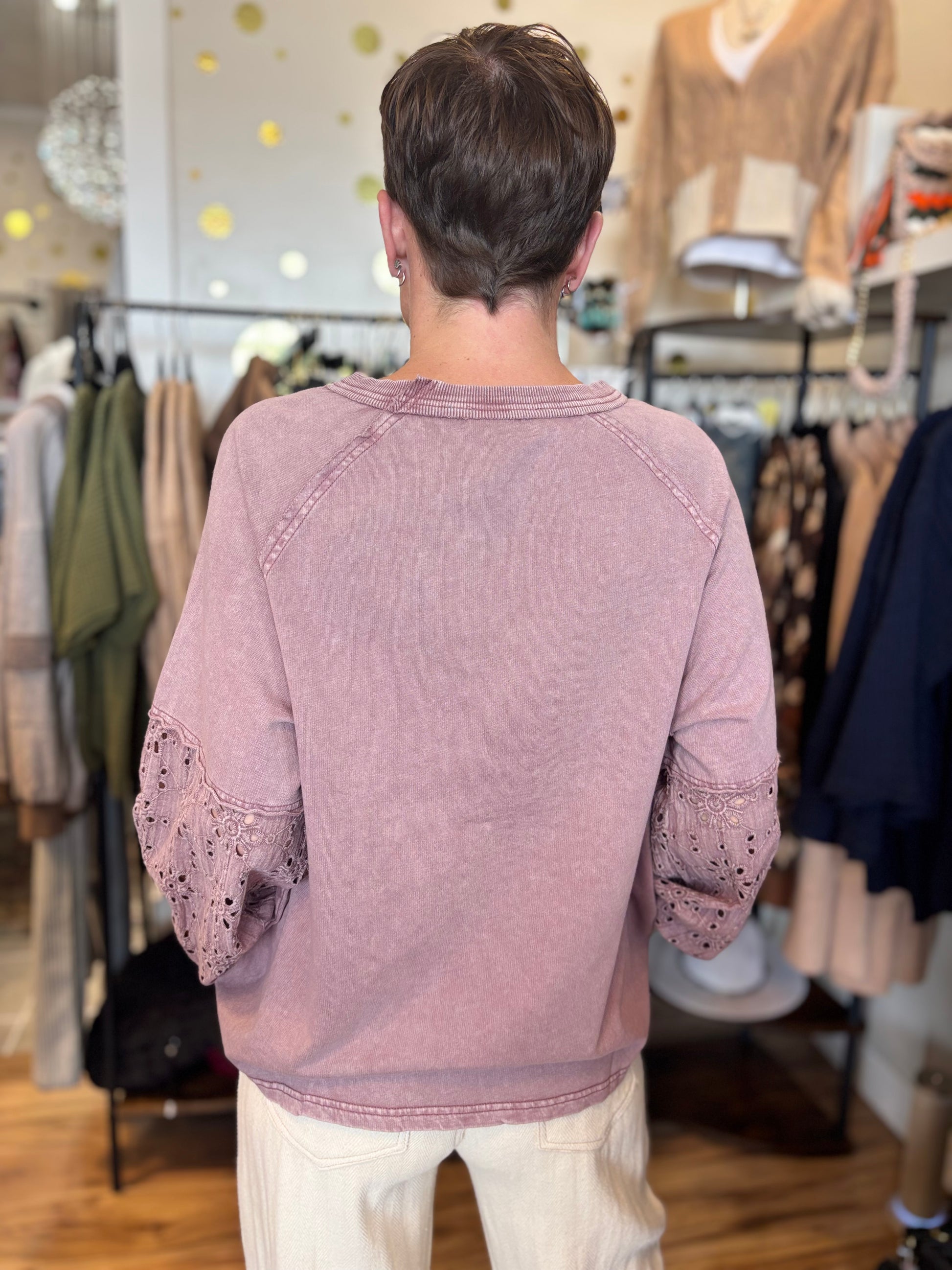 Easel Blush Long Sleeve Top w/ Details