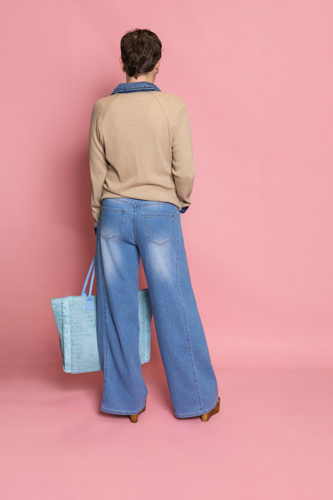 Q2 Wide Leg Denim Pants