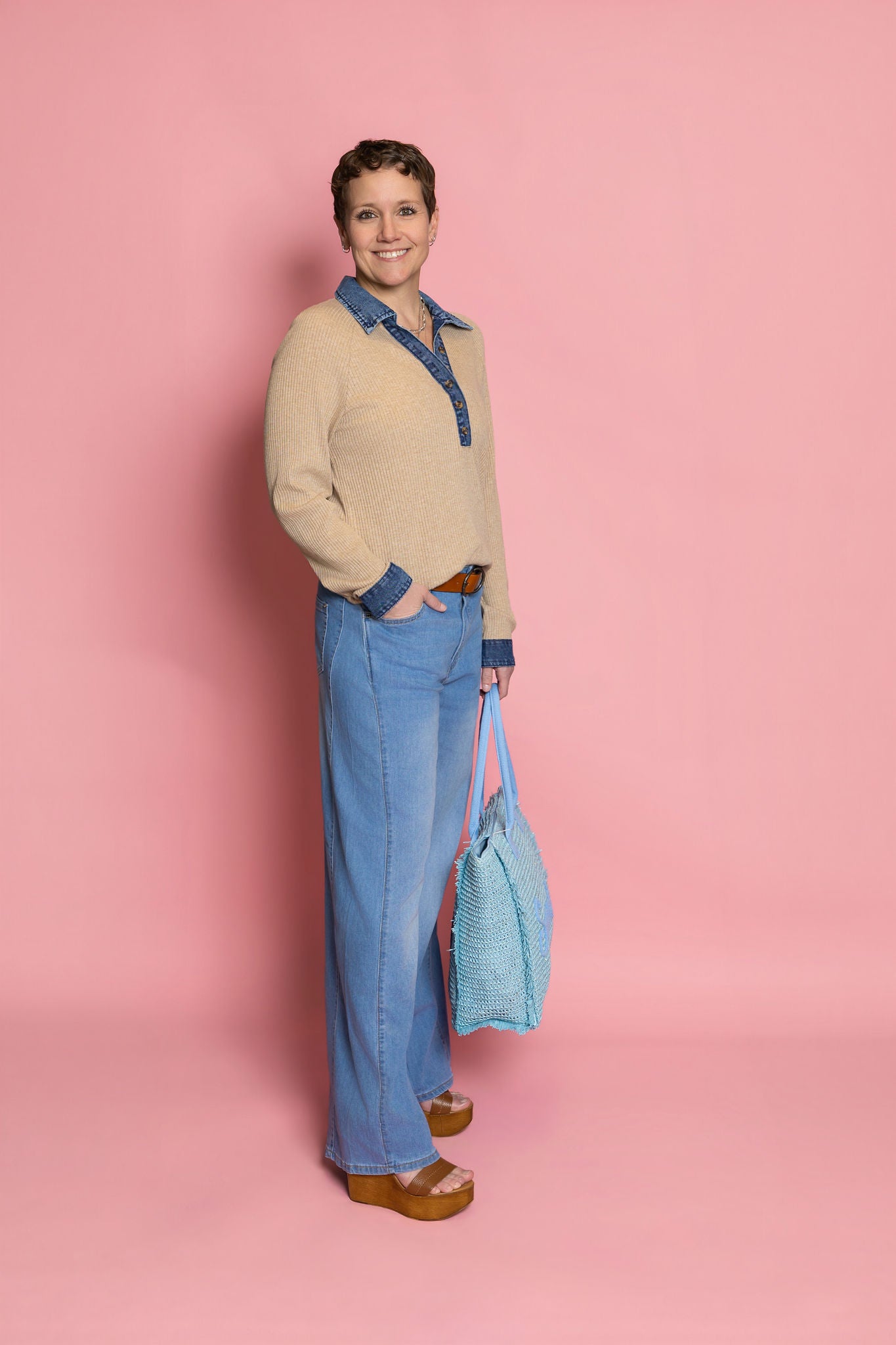 Q2 Wide Leg Denim Pants