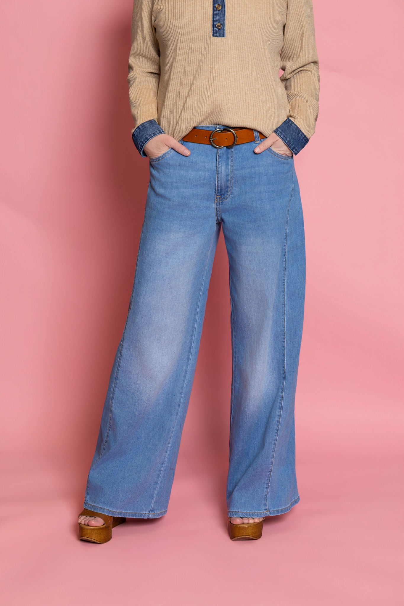 Q2 Wide Leg Denim Pants