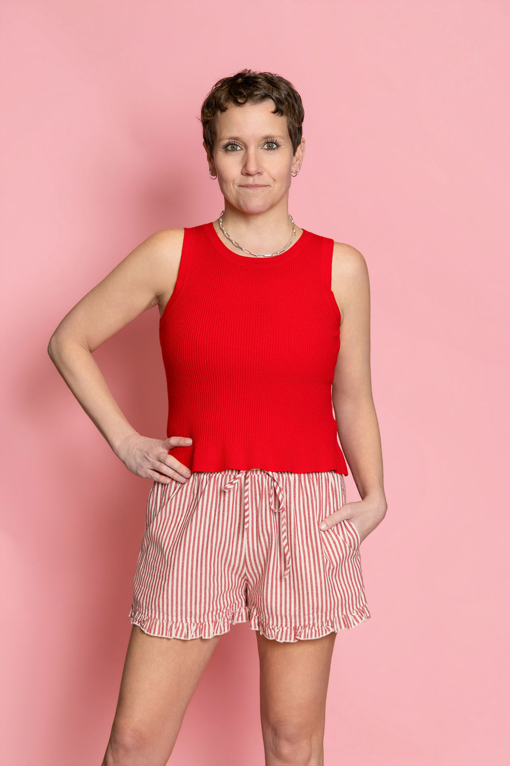 Harper Striped Ruffle Shorts