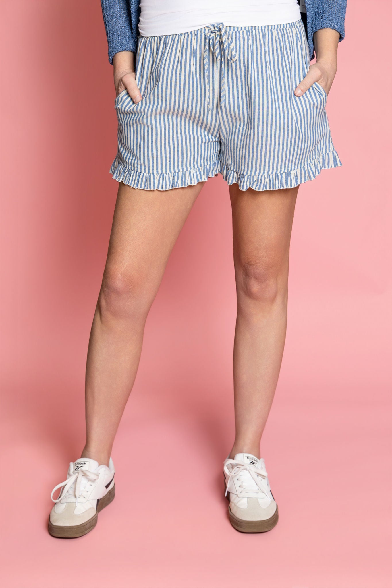 Harper Striped Ruffle Shorts