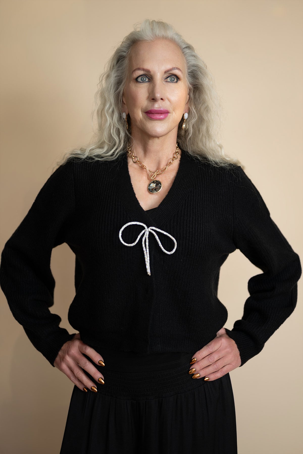 Elowen Rhinestone Bow Sweater