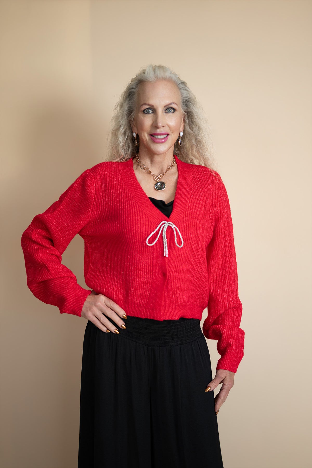 Elowen Rhinestone Bow Sweater