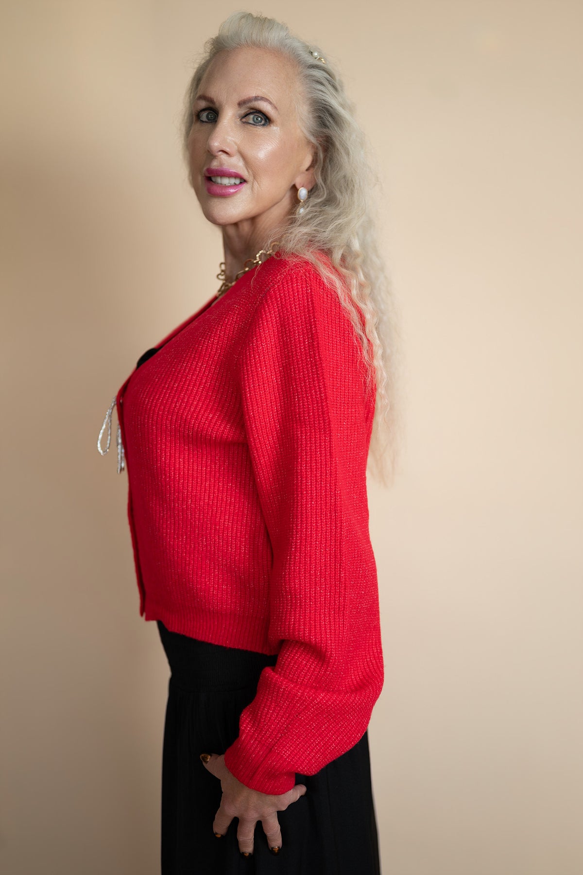 Elowen Rhinestone Bow Sweater