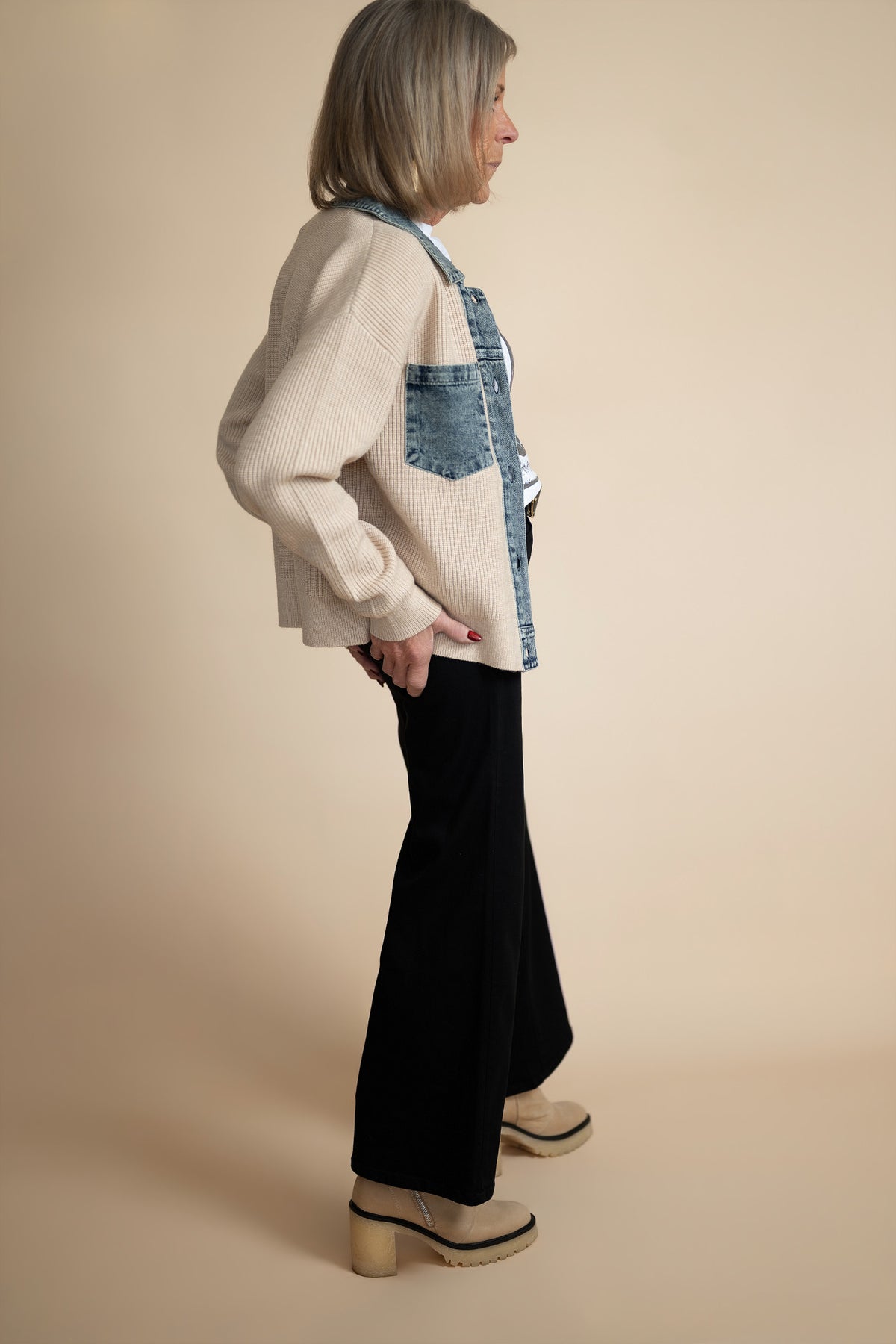 Juliette Denim Contrast Knit Jacket