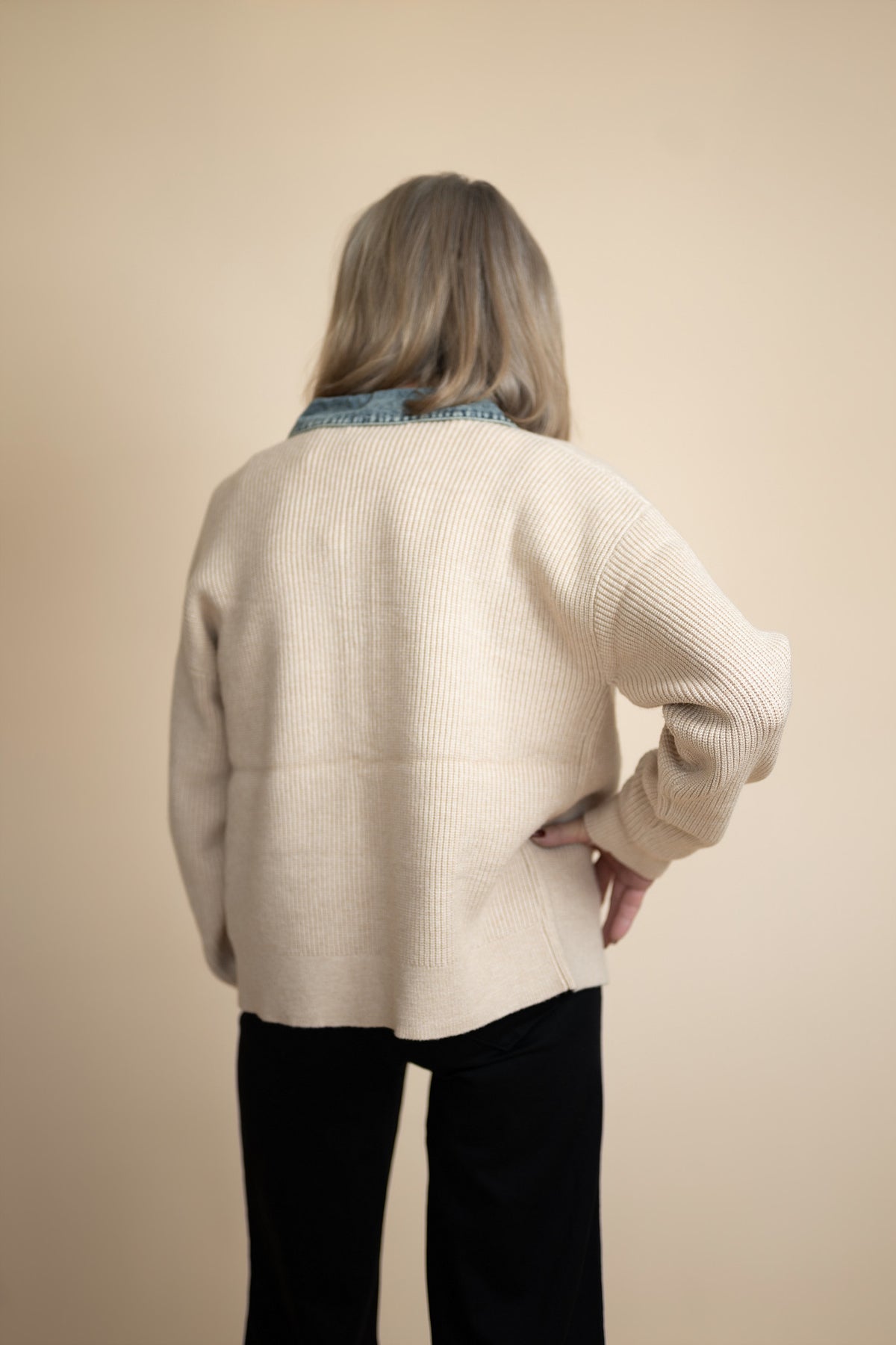 Juliette Denim Contrast Knit Jacket