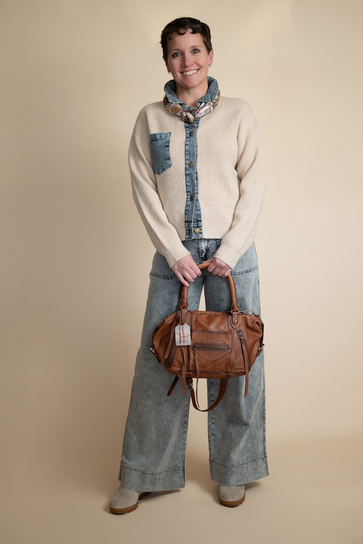 Juliette Denim Contrast Knit Jacket