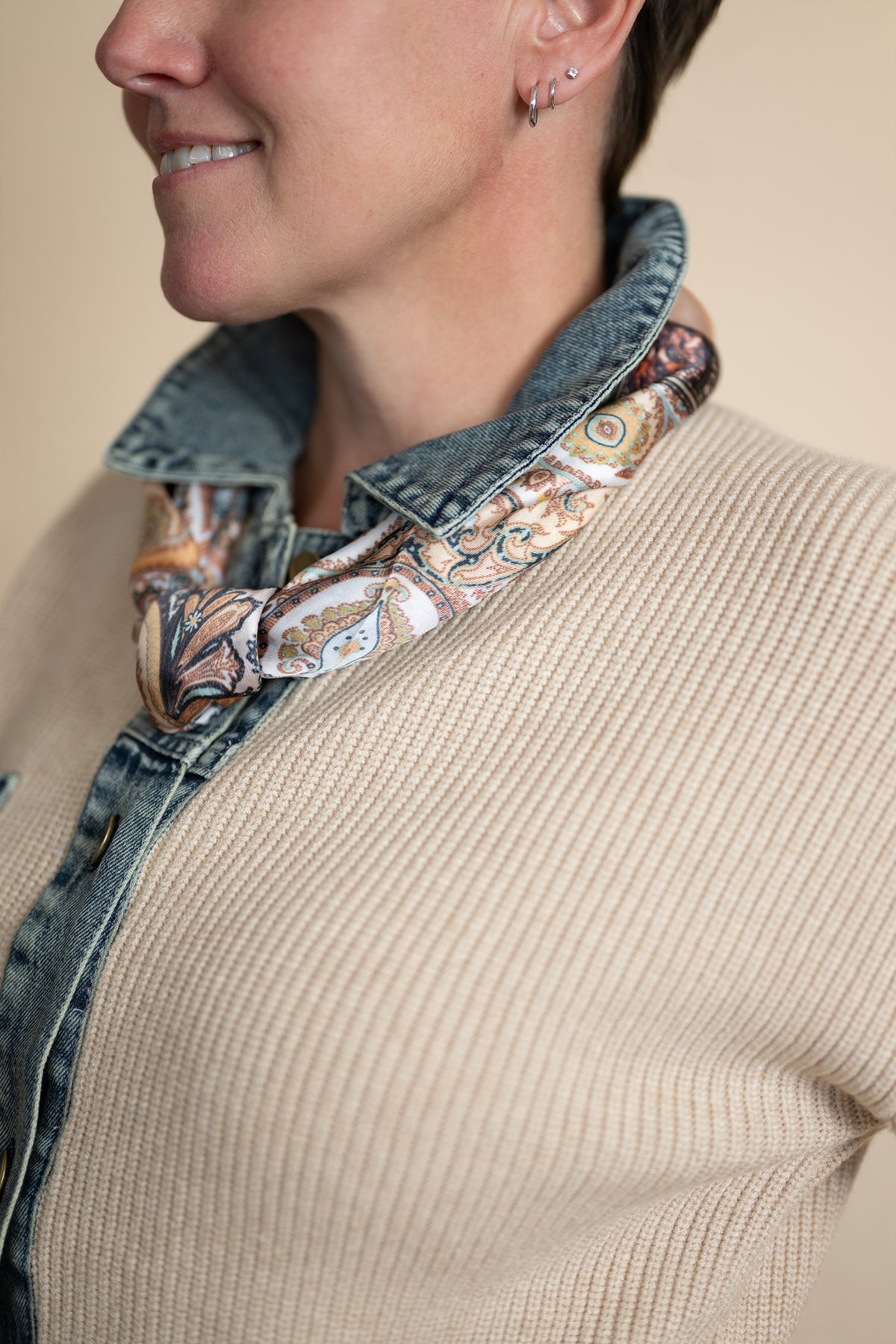 Juliette Denim Contrast Knit Jacket